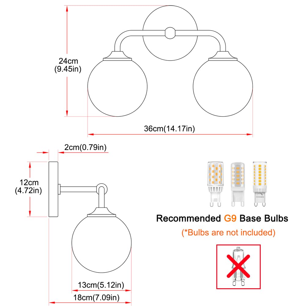 DSMJFU G9 bulb compatibility enables LED or incandescent styles.