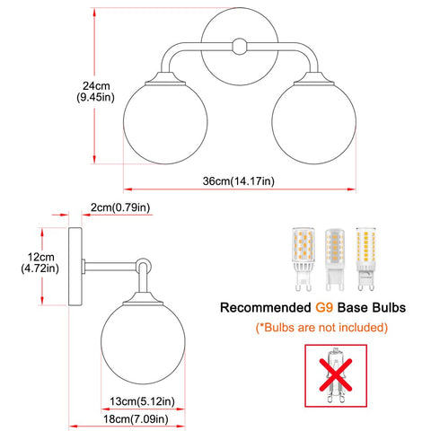 DSMJFU G9 bulb compatibility enables LED or incandescent styles.