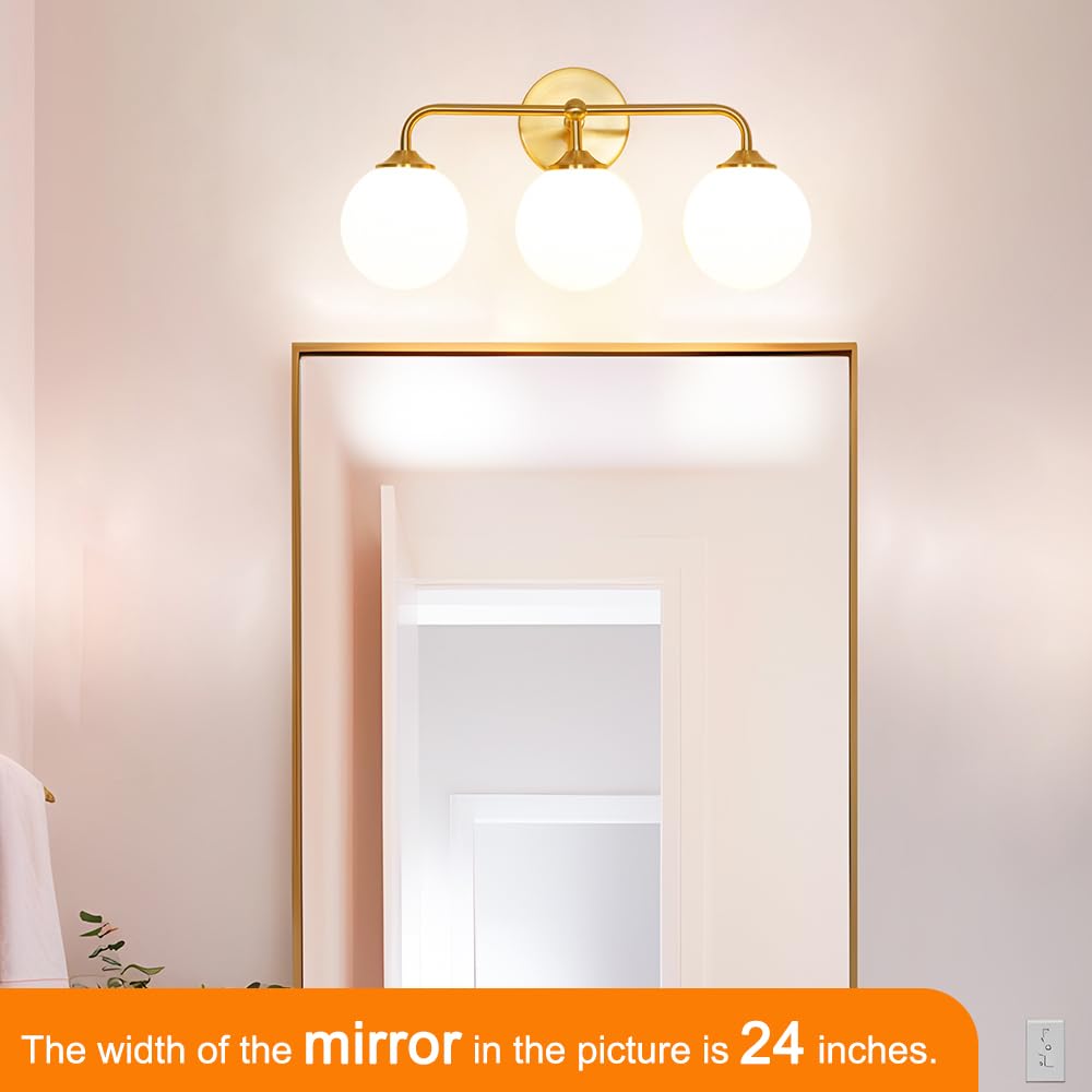 DSMJFU milky white glass ball shade softens illumination for any vanity.