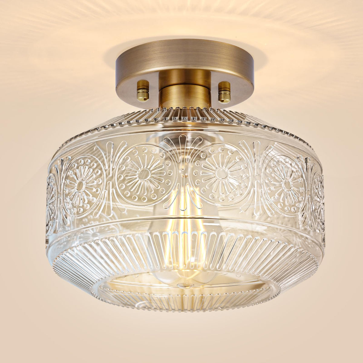 DSMJFU semi-flush light with clear glass shade enhances hallway ambience