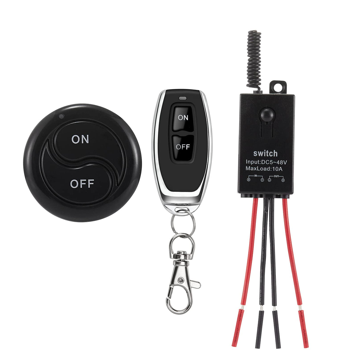 Dstfuy mini wireless switch receiver inside a box enables easy wiring.