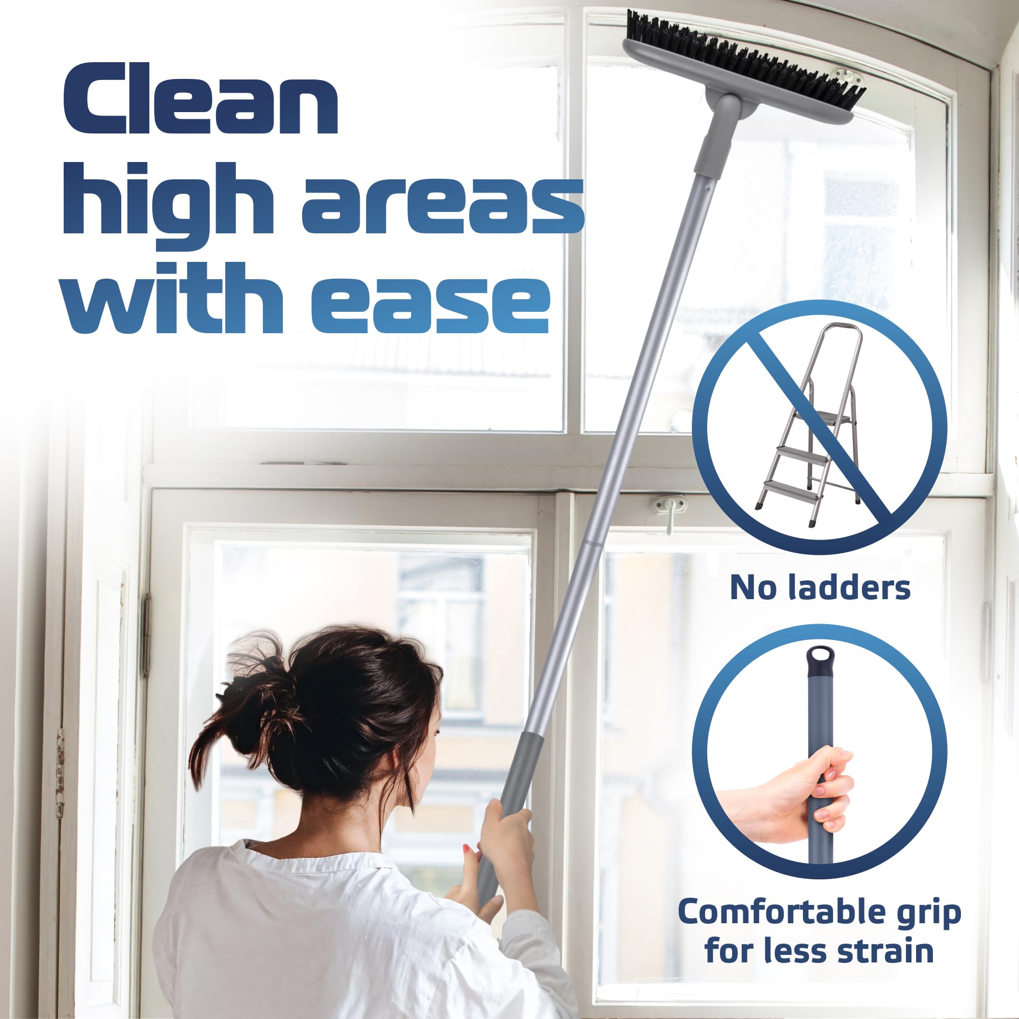 DSV Standard grout scrub brush cleans narrow grout gaps without bending or kneeling