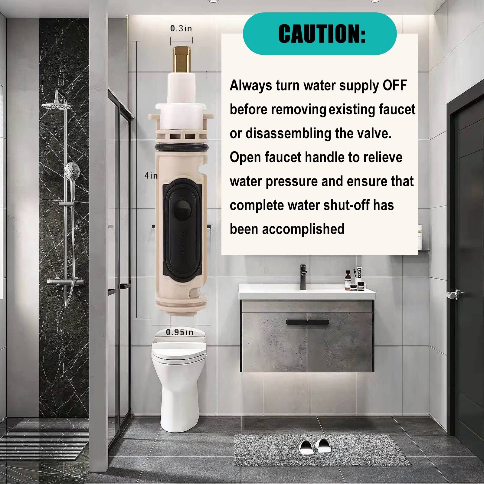 Visual of tub/shower cartridge swap in progress