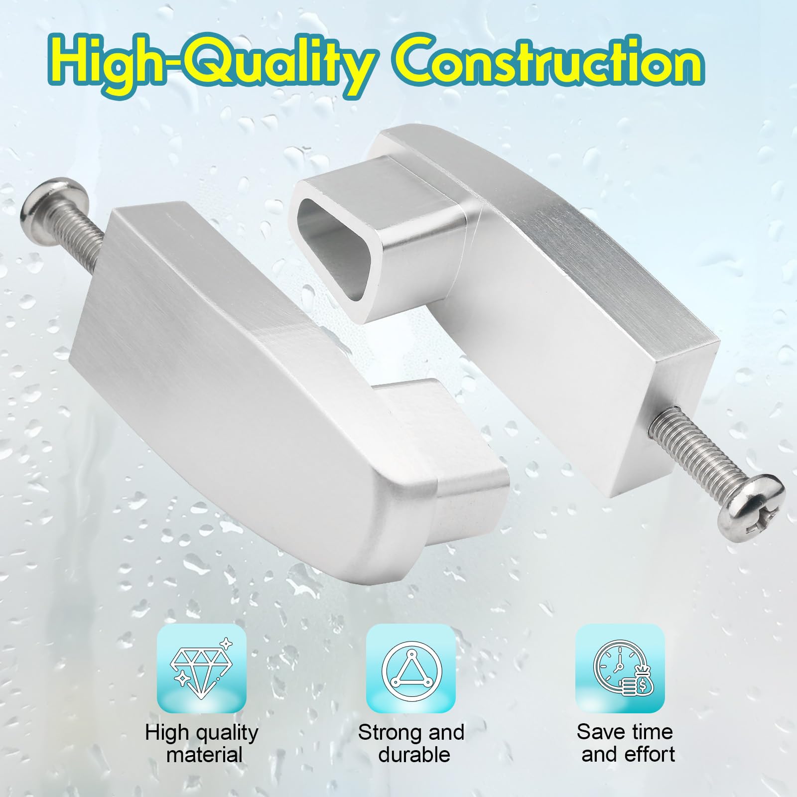 Dsyboko tool-free installation with adjustable screws for glass thickness.