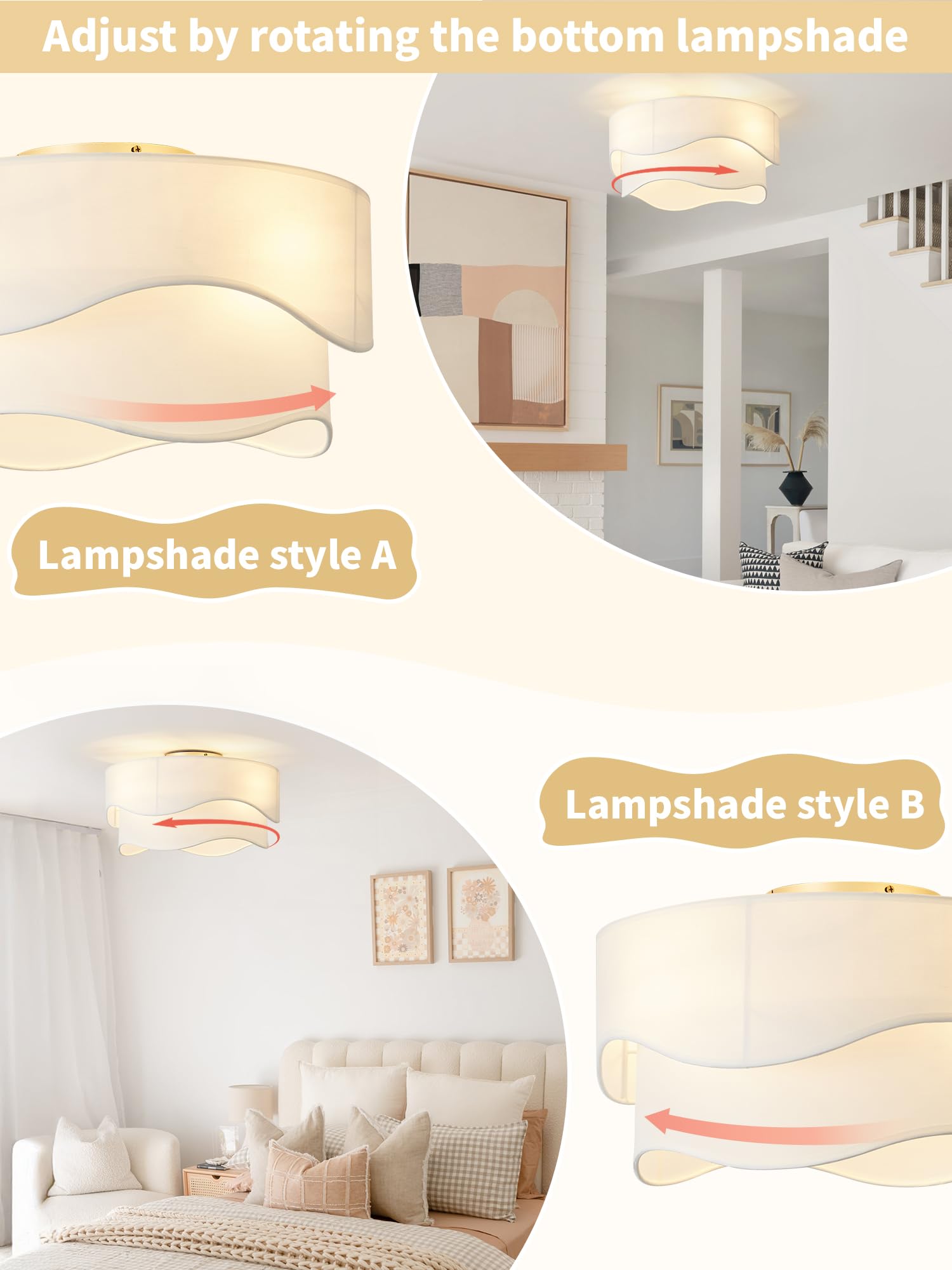 DSYBRI double-layer curved cover enhances ceiling decor while cooling.