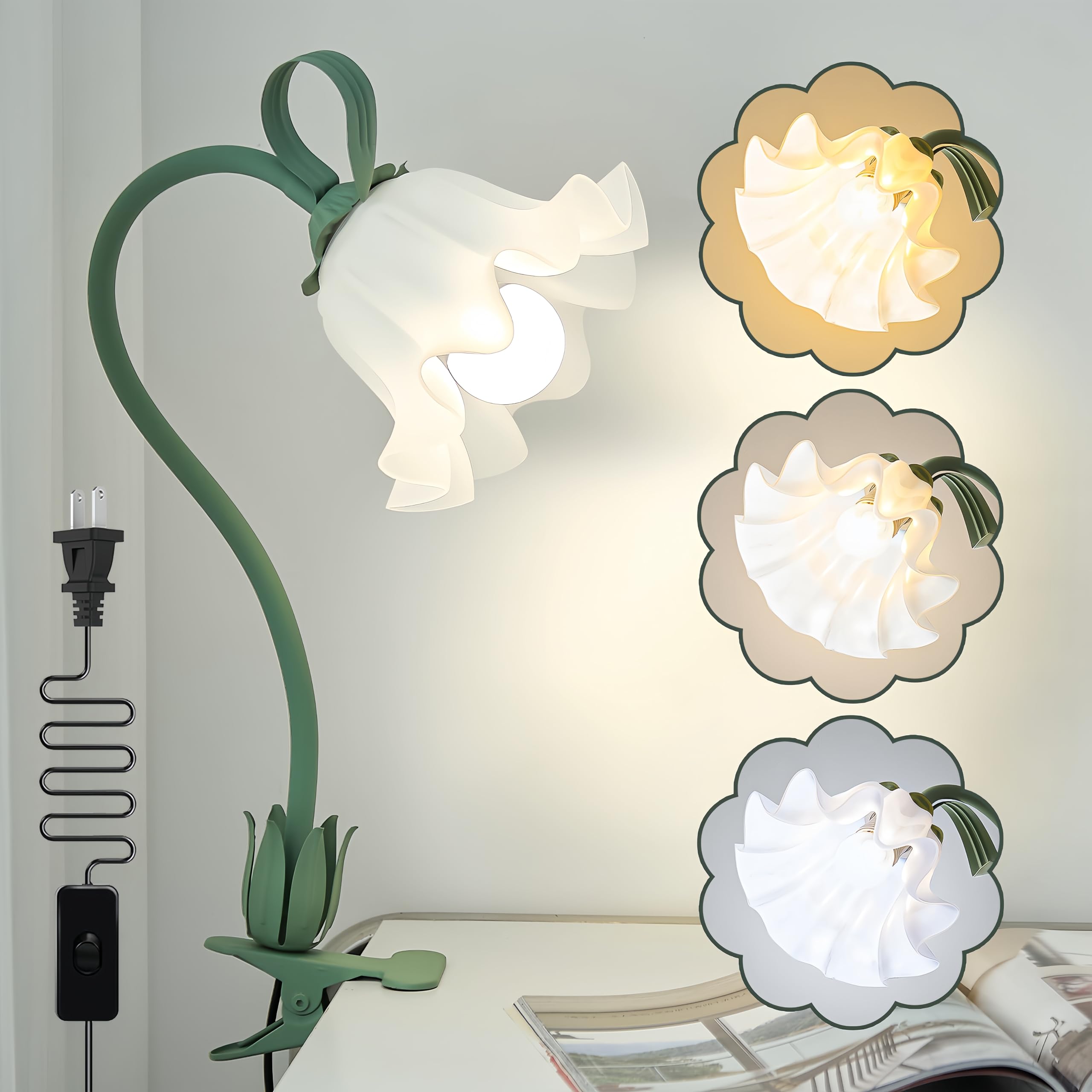 DSYHYL flower desk lamp clip with elegant vintage design for cozy workspace lighting