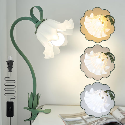 DSYHYL flower desk lamp clip with elegant vintage design for cozy workspace lighting