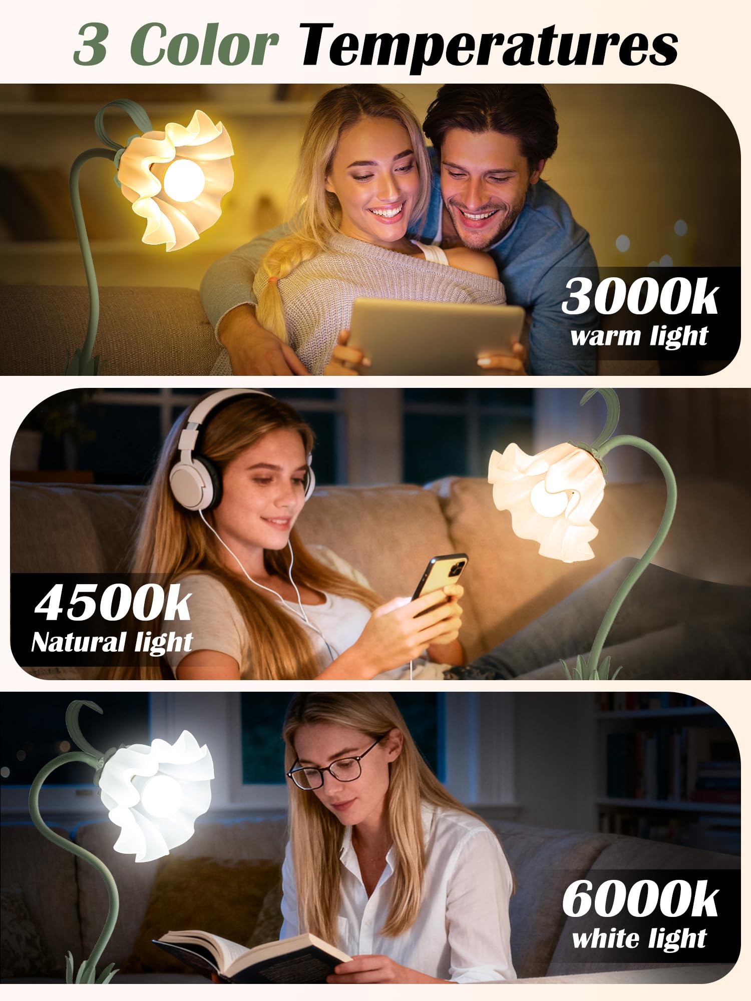 DSYHYL LED reading light with gooseneck for precise angle control