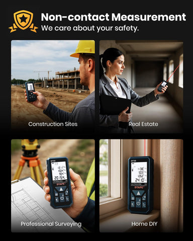 DTAPE laser measure rugged build supports jobsite durability and reliability.