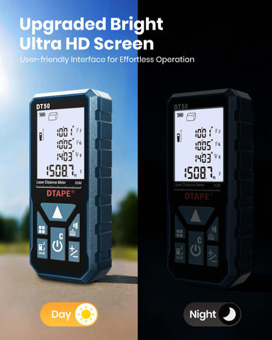 DTAPE laser measure indirect measurement shows Pythagoras for sloped layouts.
