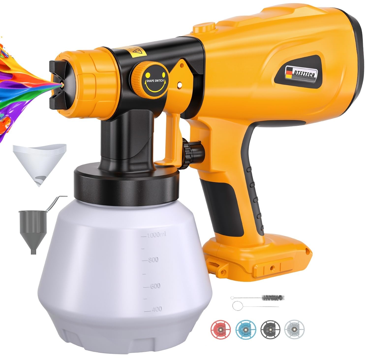 DTEZTECH cordless paint sprayer with DeWalt 20V power for flexible indoor and outdoor projects.