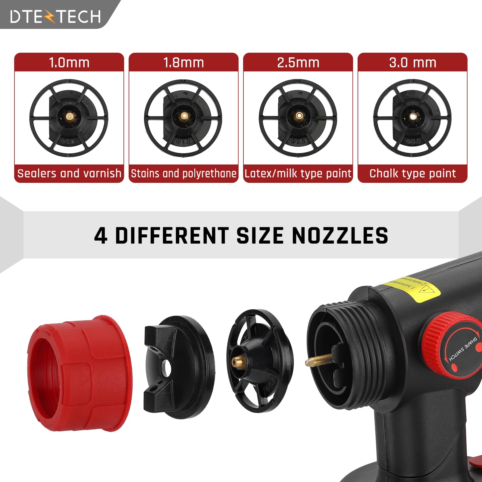DTEZTECH pattern adjustment knob enables precise spray control.