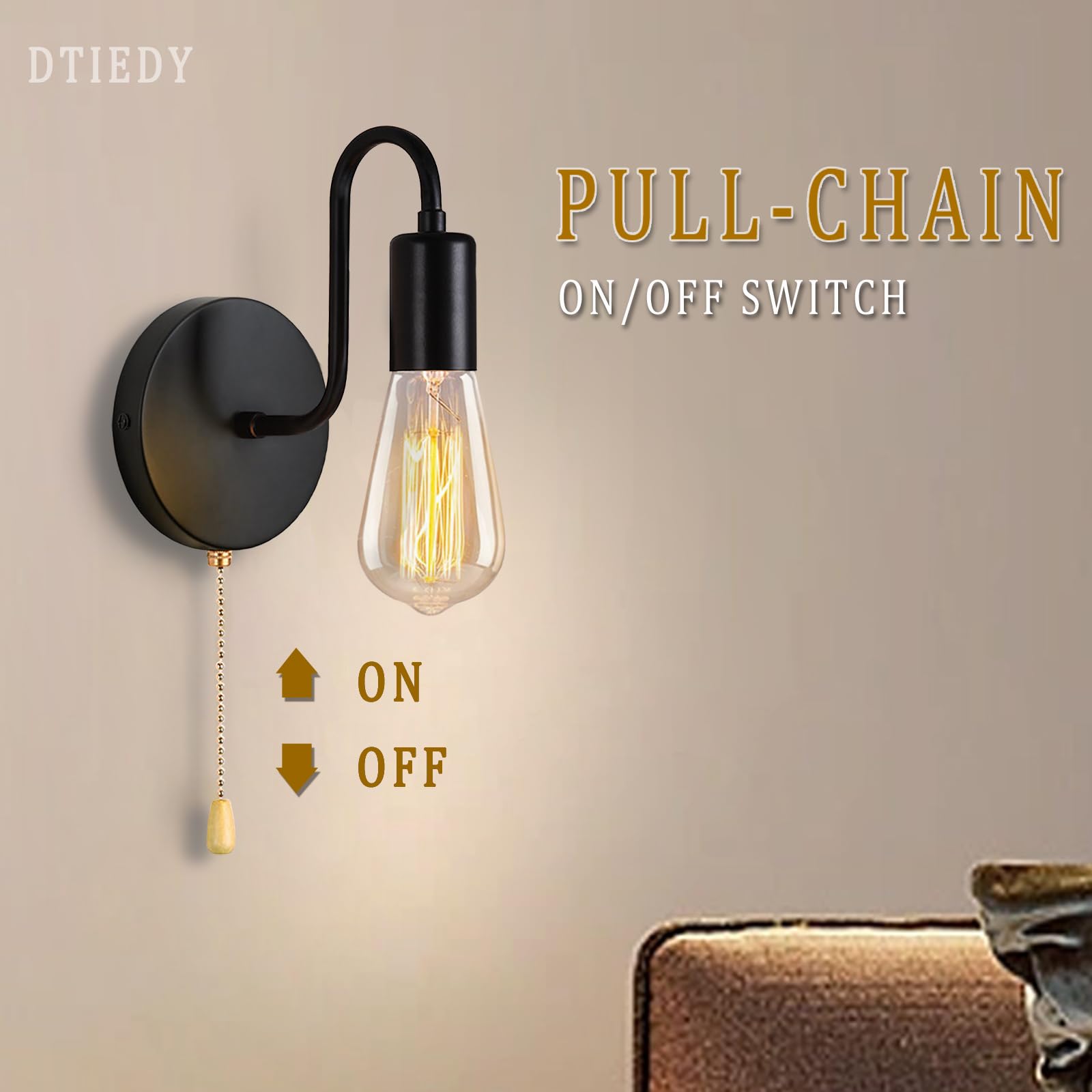 DTIEDY wall light bulb not included; easy bulb replacement
