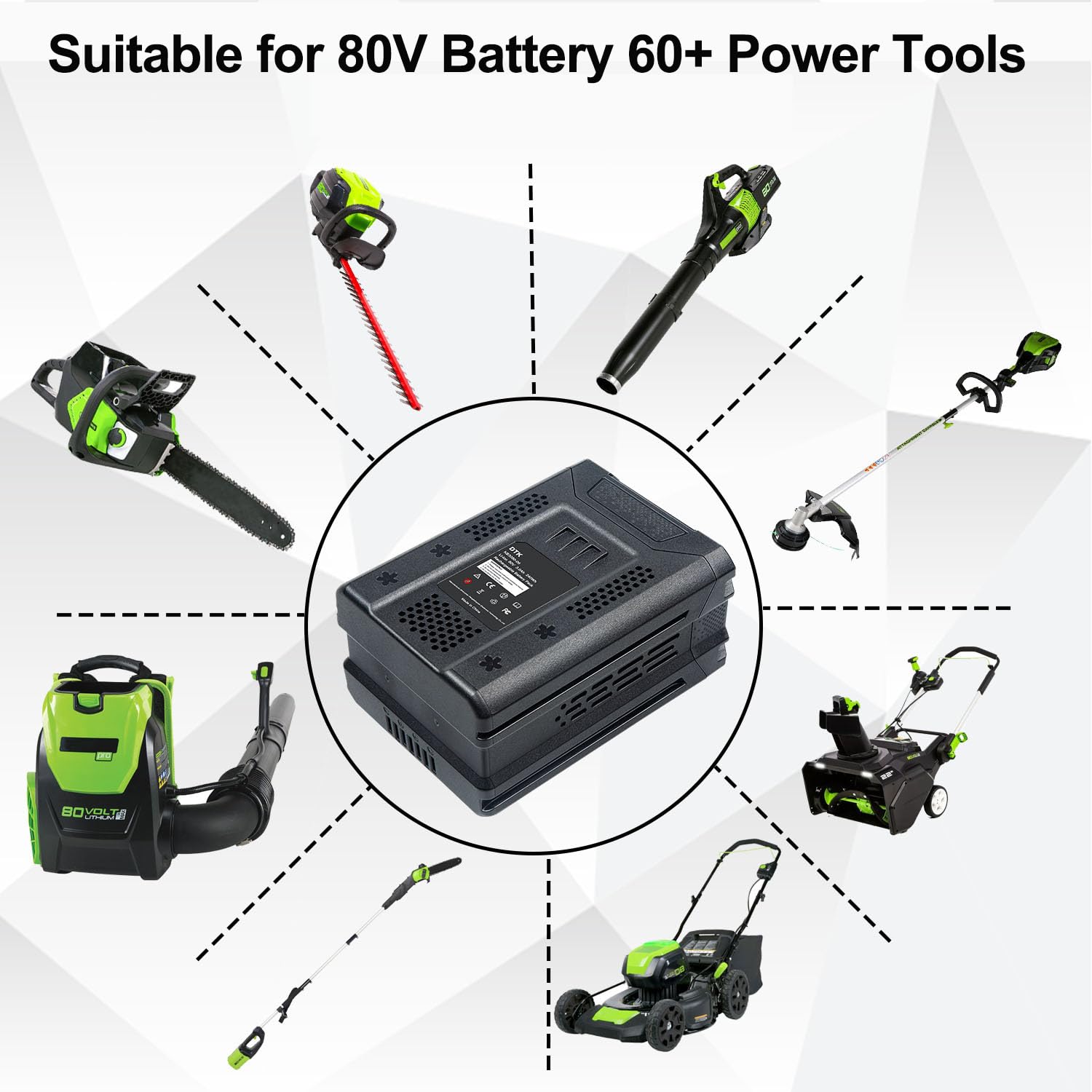 DTK 3500mAh 80V battery with a compact design for ergonomic handling.