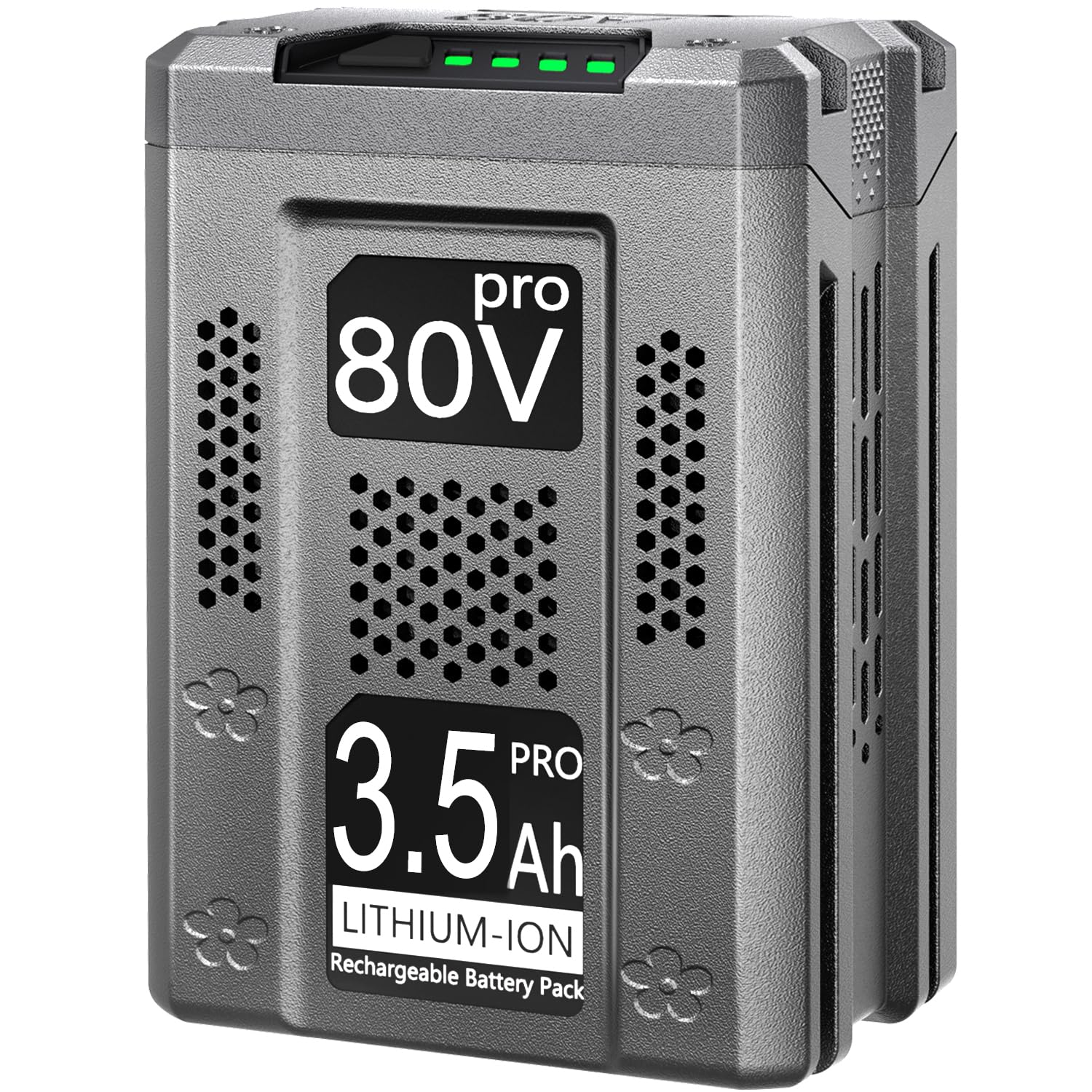 DTK 3500mAh 80V battery held in hand for easy replacement.