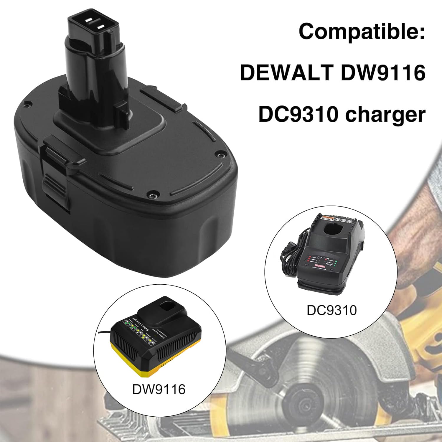 DTK 7.0Ah 18V battery for Dewalt DW9095, smart protection and longer life.