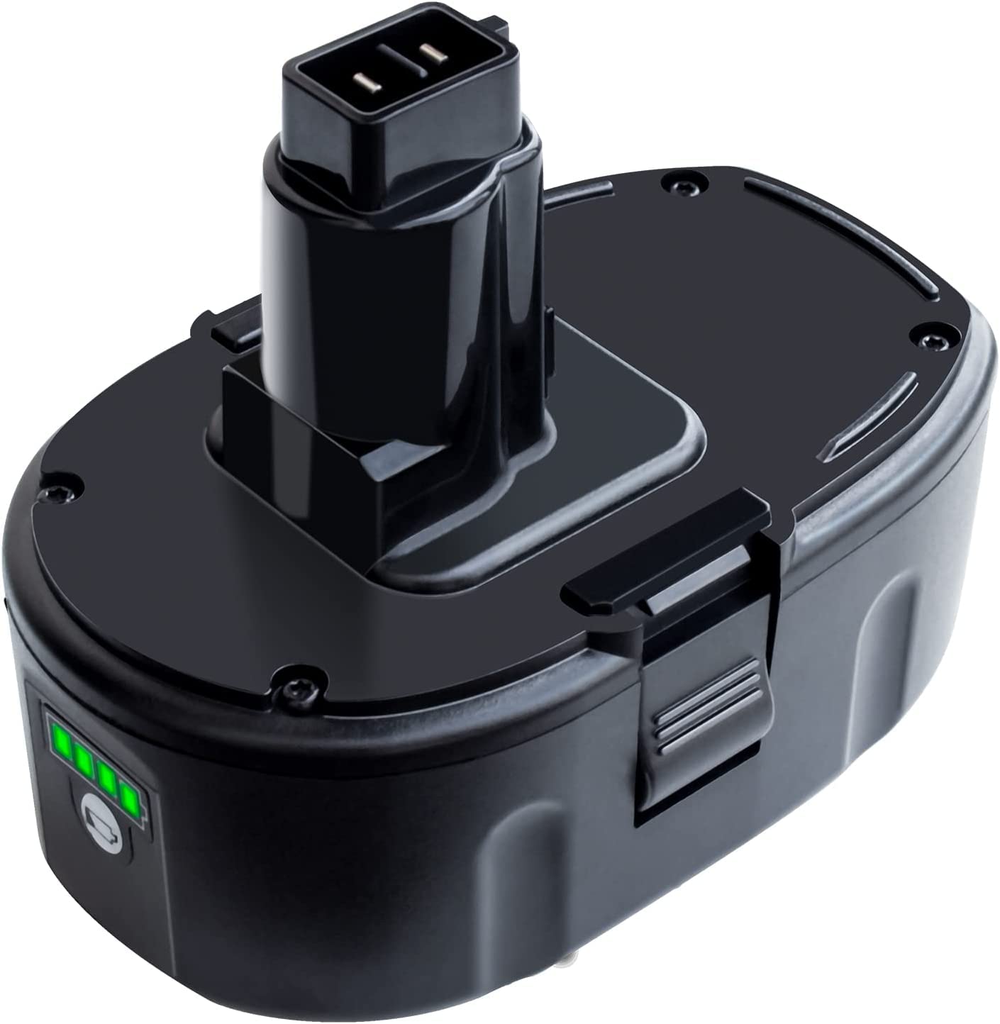 DTK battery with LED indicator shows charge level at a glance.