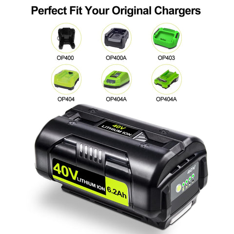 DTK Ryobi 40V battery smart chip guards against overcharge and short circuits.