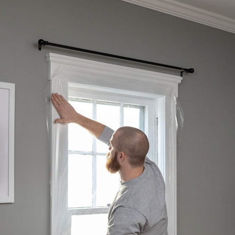 Duck-brand seal closeup emphasizes reducing drafts and keeping warmth indoors.