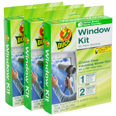 Duck Brand window insulation kit: crystal-clear film on window for clear visibility and draft protection.