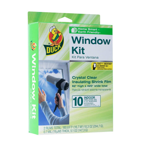 Duck indoor window-film-kit coverage illustrates broad insulation for multiple windows.