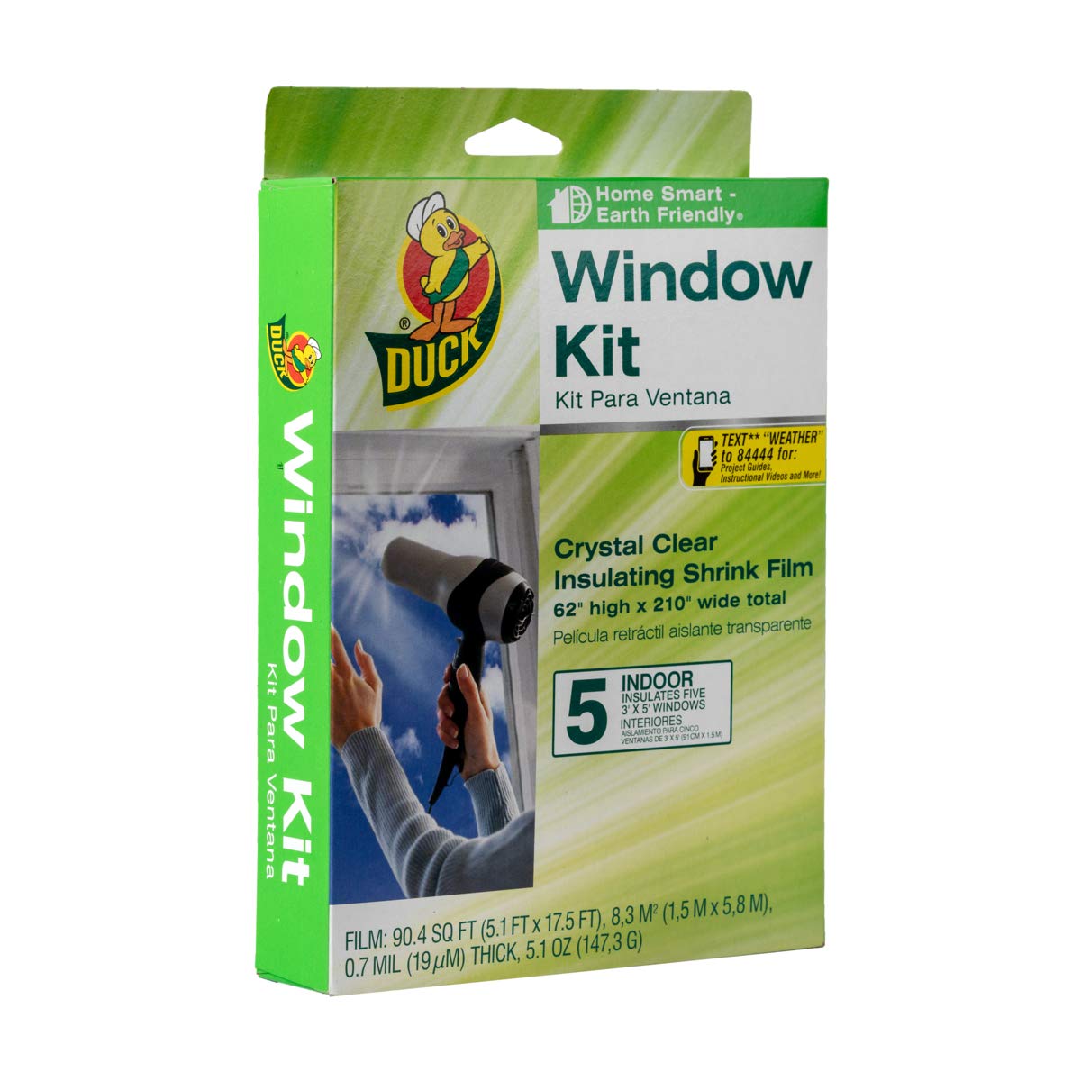 Duck Brand Indoor 5-Window Shrink Film Insulator Kit crystal-clear film close-up showing clarity and quality