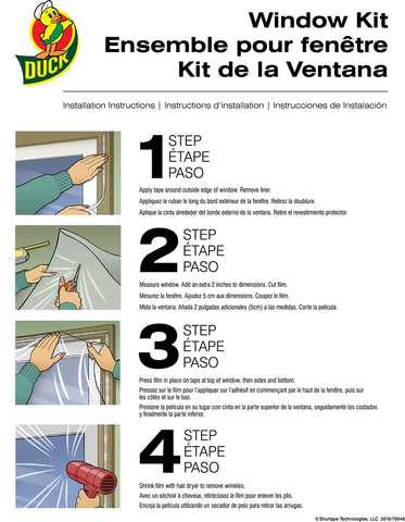 Duck Window Kit being used with a hair dryer to shrink film and seal