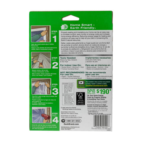 Duck Brand kit applied to a window frame during installation for draft reduction