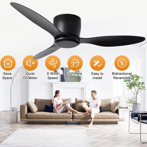 Duclsaty patio and living room setup with 42-inch black fan