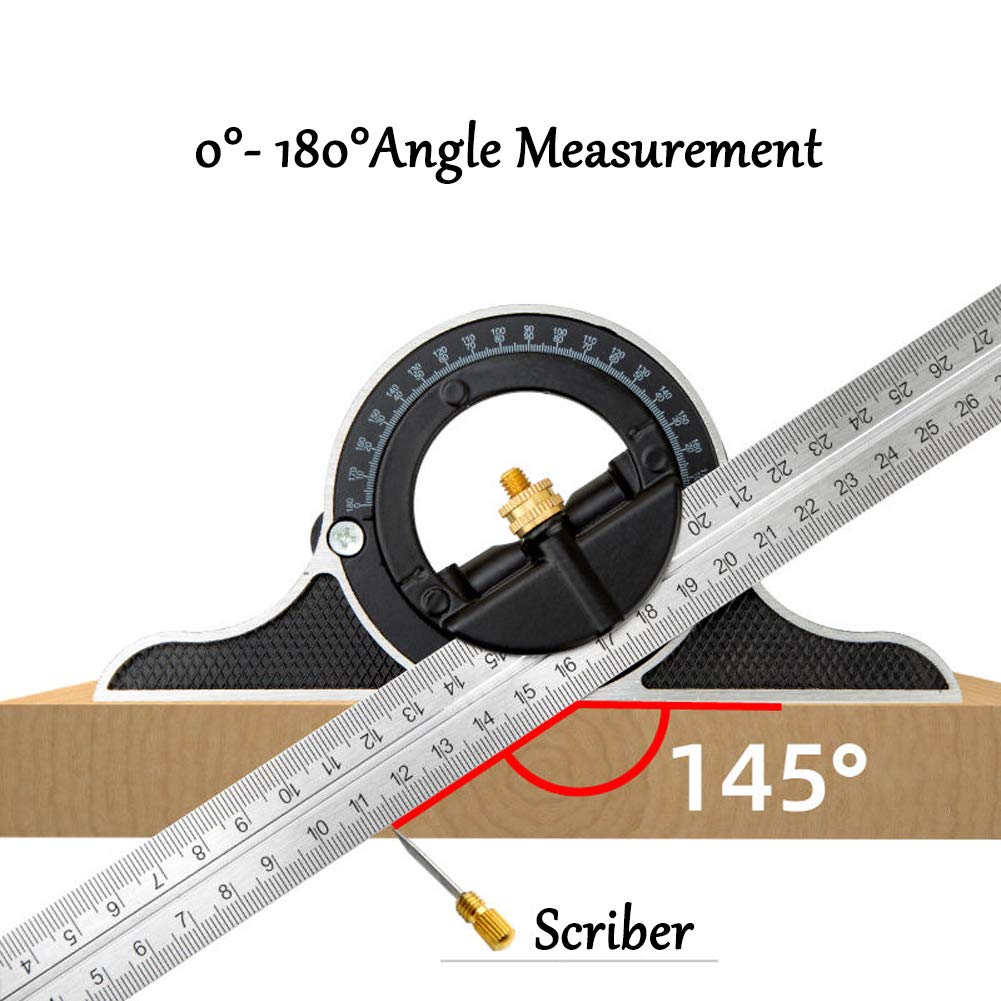 DUEBEL Combination Square precision-engraved marks for quick readings.