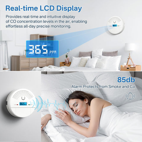Dufuls 4-pack 2-in-1 detector battery compartment reveals easy installation