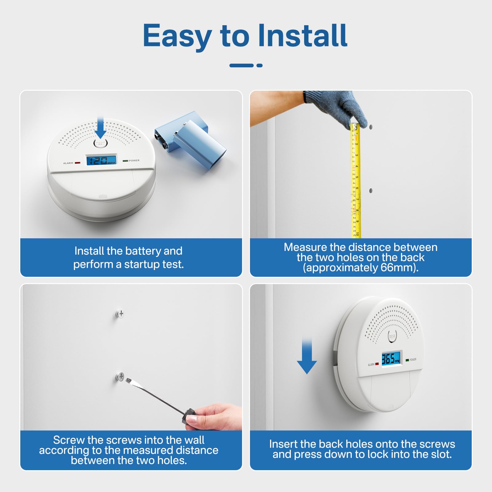 Dufuls 4-pack 2-in-1 detector installation packaging ready for setup