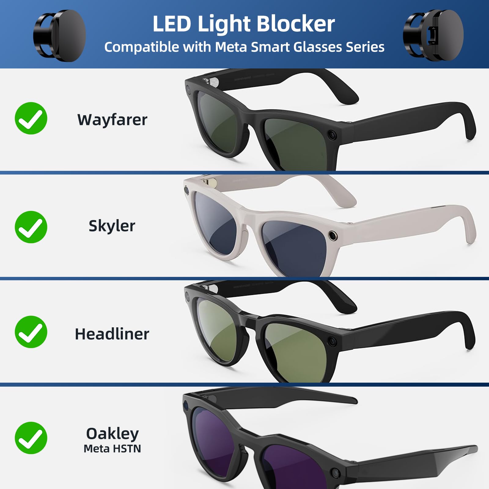 Compatible with Ray-Ban Meta and select Meta AI glasses for wide use.