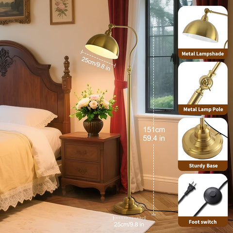 Dujunlinghang brass floor lamp adjustable shade directs light for reading or mood.