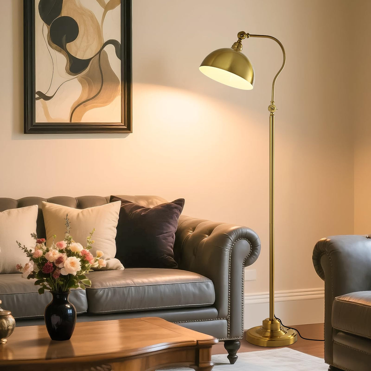 Dujunlinghang brass floor lamp base highlights sturdy construction and luxury gold finish for living spaces.