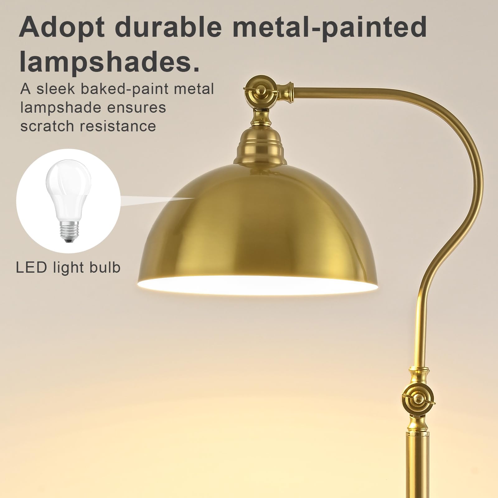 Dujunlinghang brass floor lamp in a cozy bedroom setup for ambient lighting.