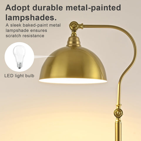 Dujunlinghang brass floor lamp in a cozy bedroom setup for ambient lighting.