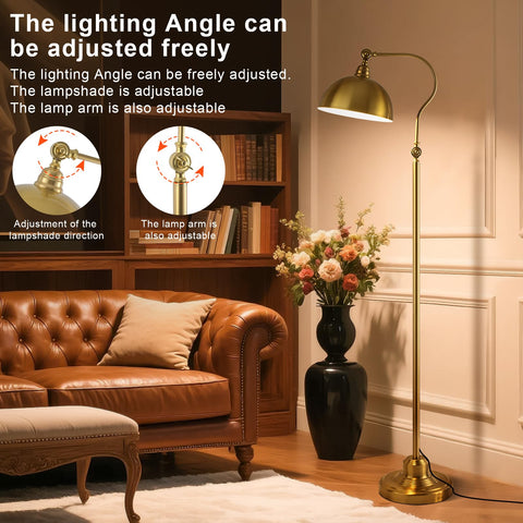 Dujunlinghang brass floor lamp tilt-shade supports versatile task and ambient lighting.