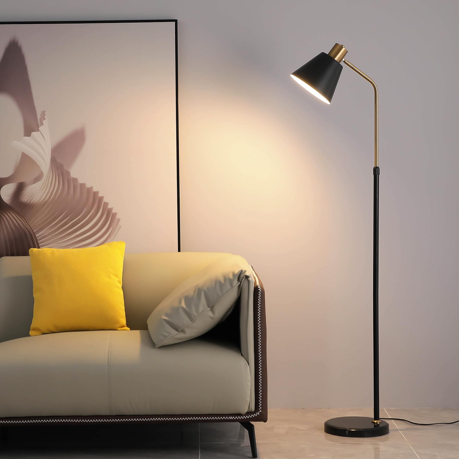 dujunlinghang dimmable black vintage floor lamp with gooseneck providing precise reading light