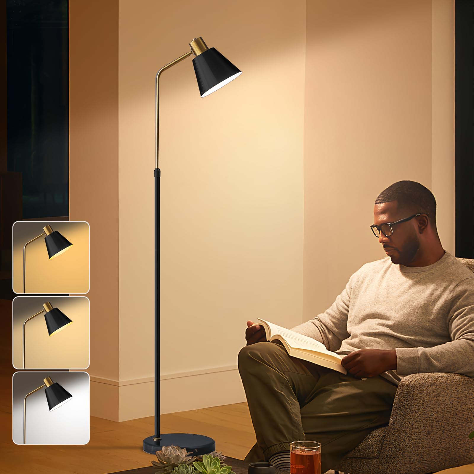 dujunlinghang dimmable black vintage floor lamp with matte black finish complements decor