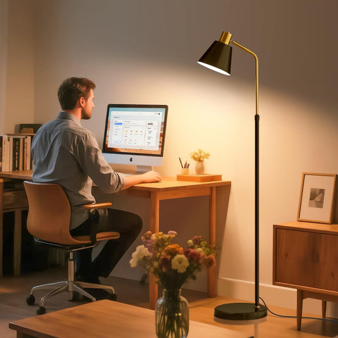 dujunlinghang dimmable black vintage floor lamp with three color temperatures for mood and task lighting