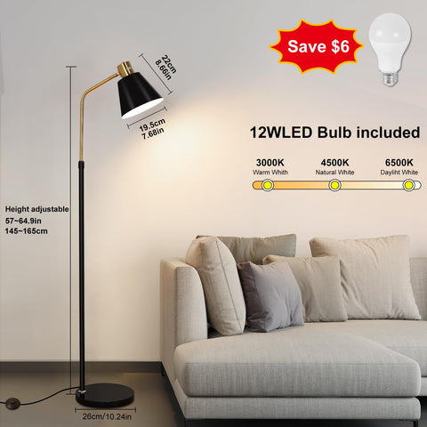 dujunlinghang dimmable black vintage floor lamp weighted base ensures stability