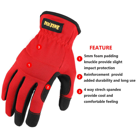 DULFINE gloves with knuckle foam padding for light impact protection during work