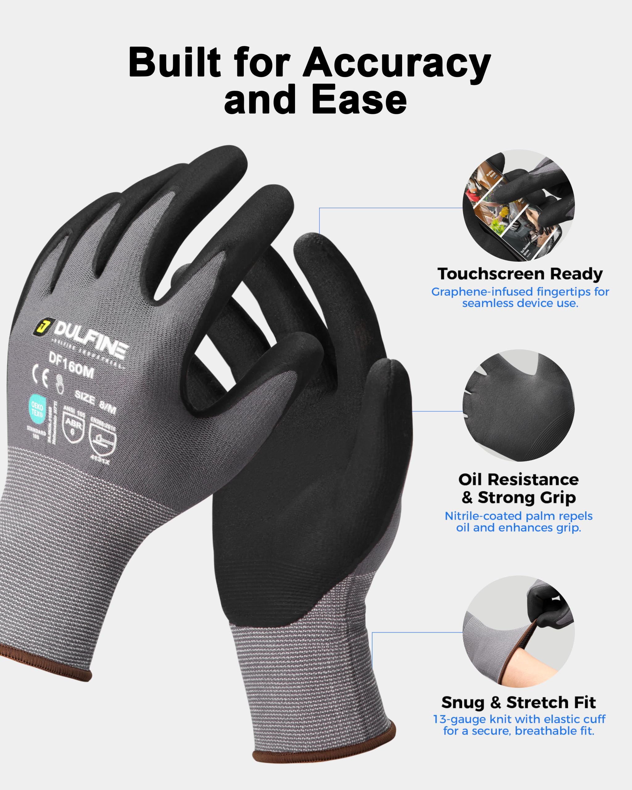 DULFINE seamless knit nylon gloves for all day comfort