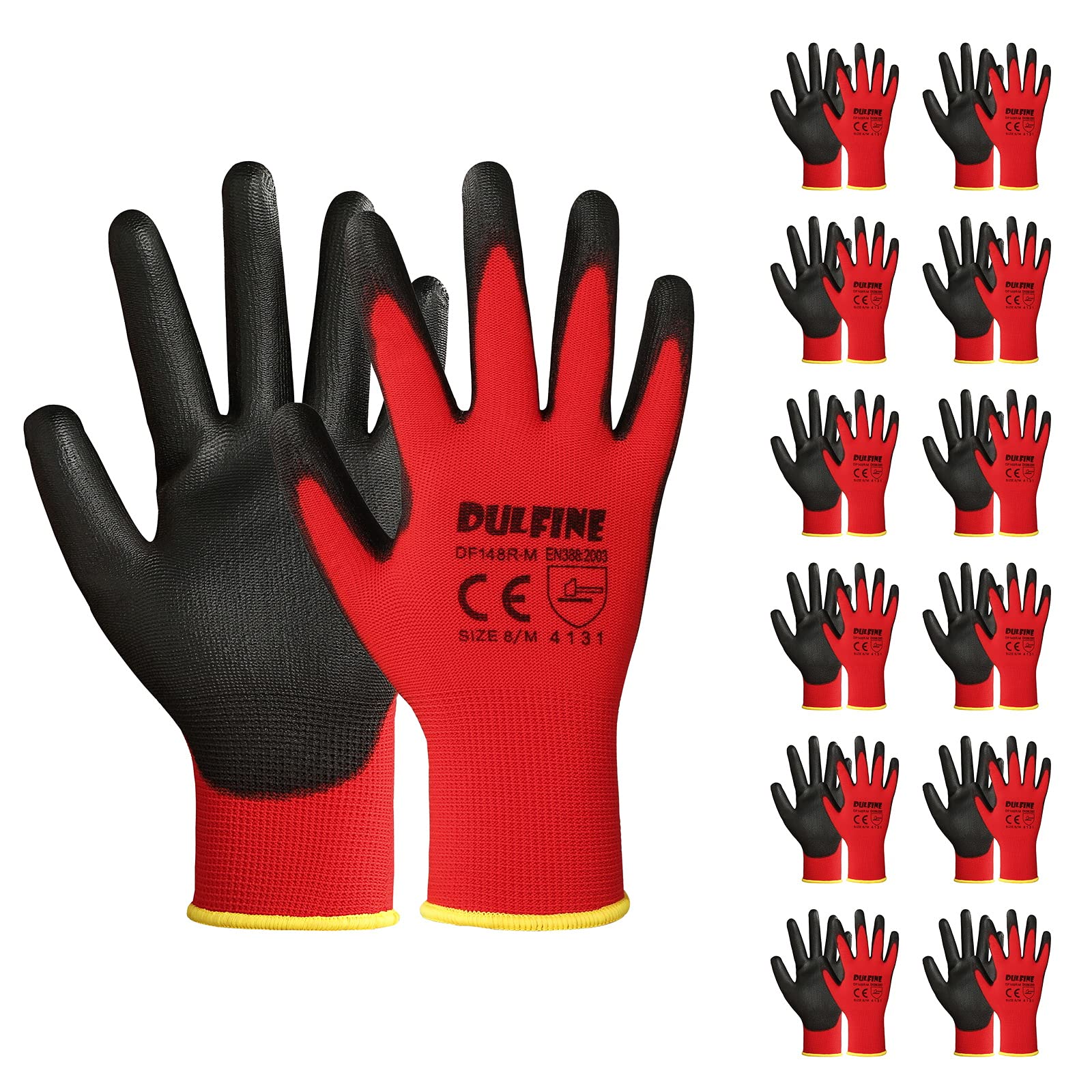DULFINE safety work gloves with PU coating for secure grip in general tasks.