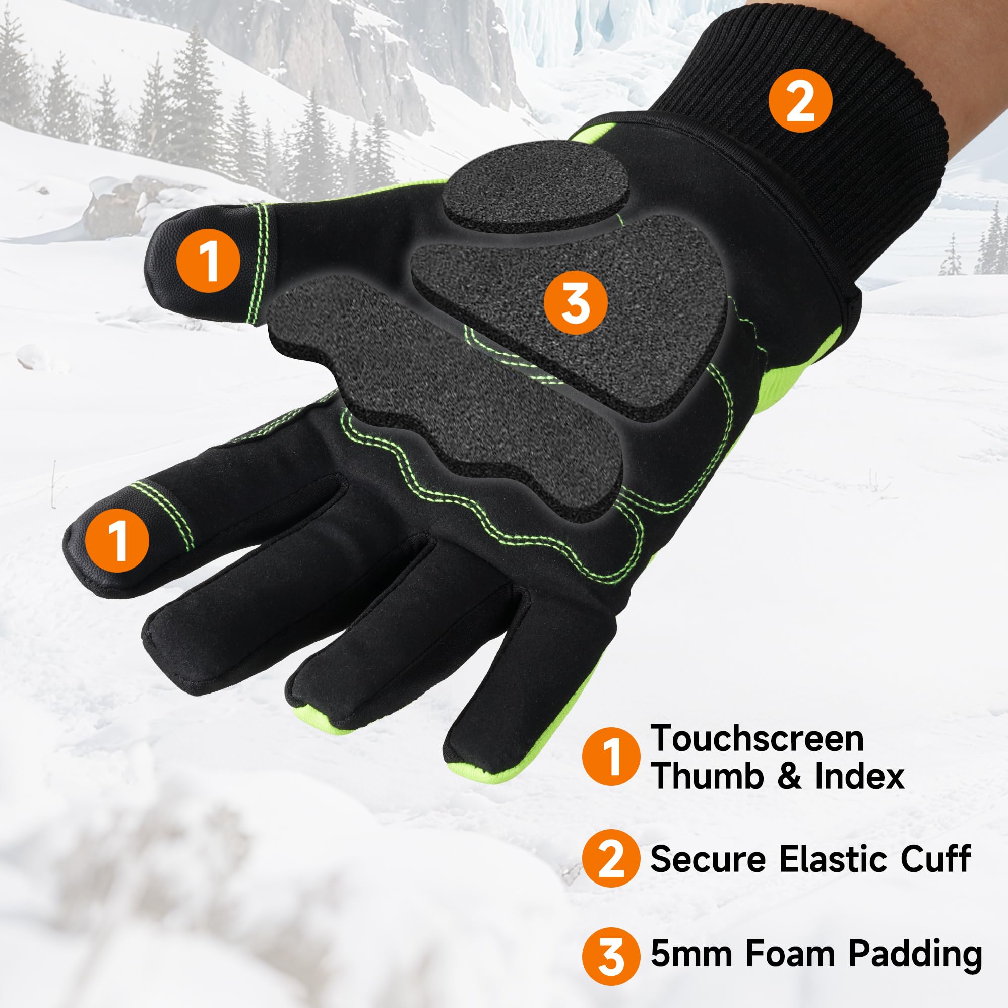 DULFINE touch screen thumb and index glove tips enable device use