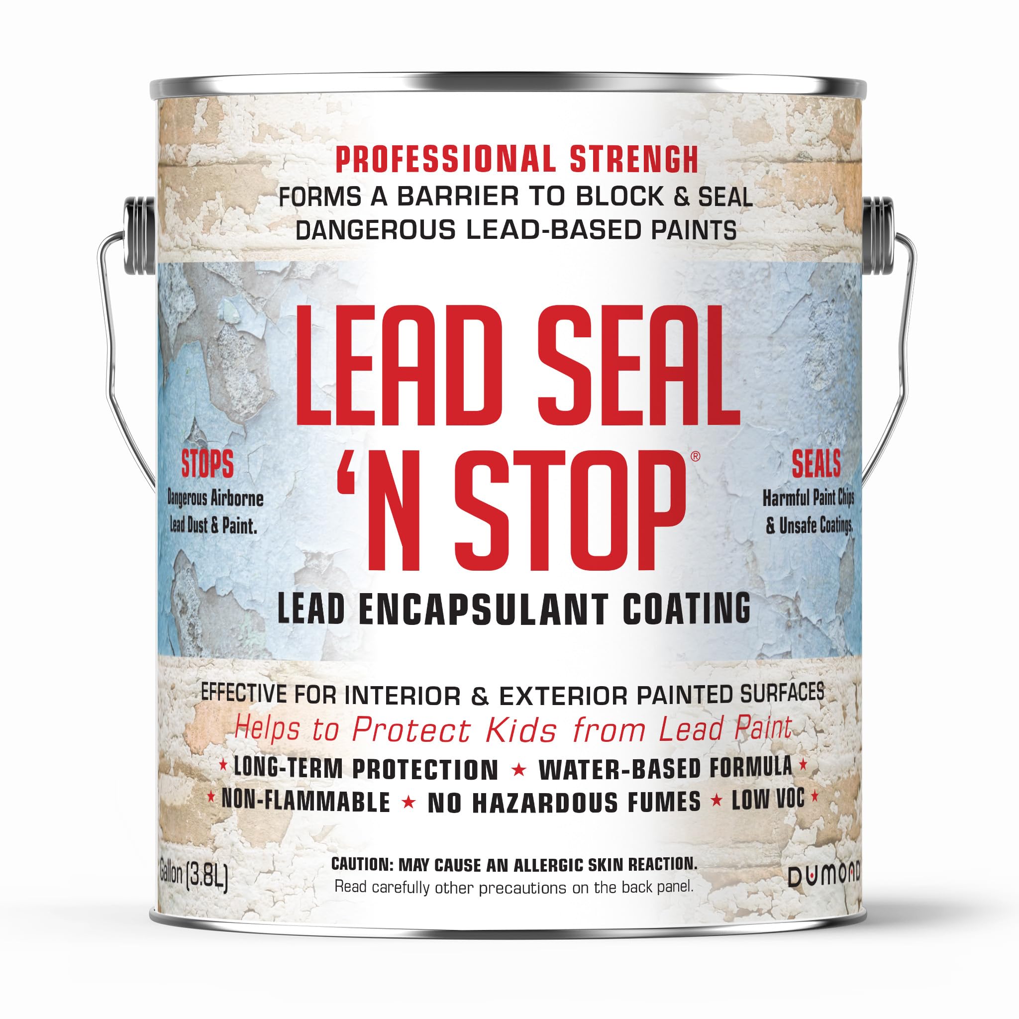 Dumond Lead Seal 'n Stop bottle ready for surface encapsulation against lead dust