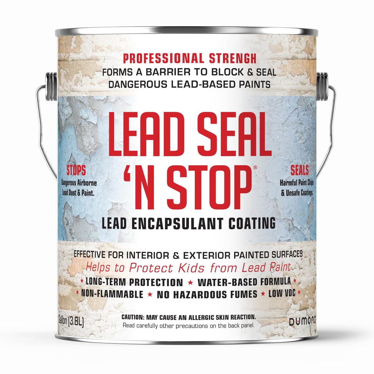 Dumond Lead Seal 'n Stop bottle ready for surface encapsulation against lead dust