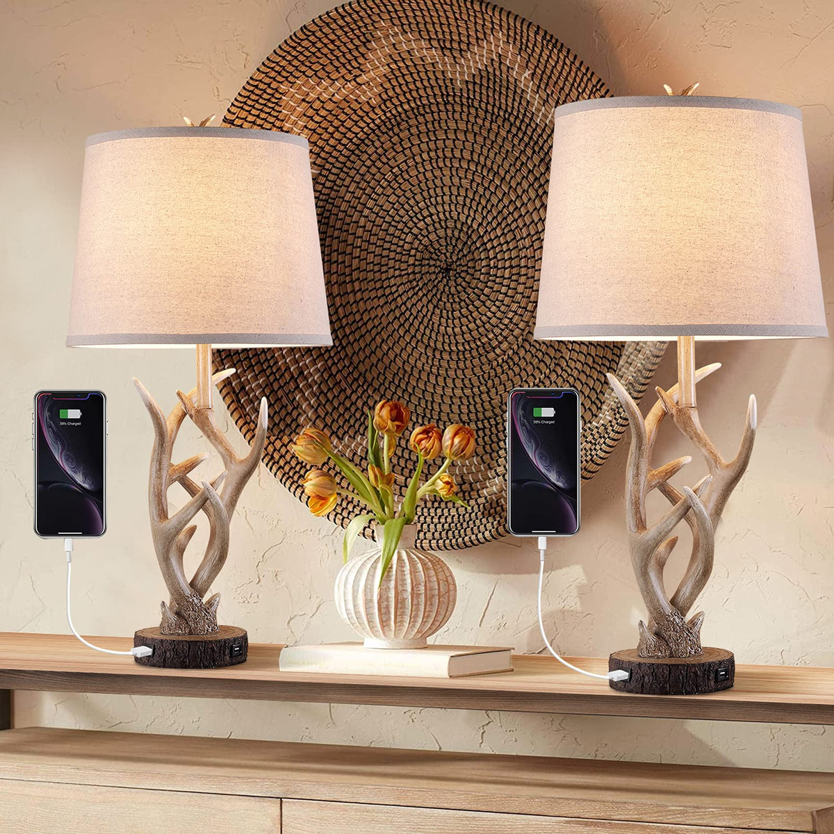Dungoo Rustic Western Lamp base shows antler-inspired design for cozy farmhouse decor