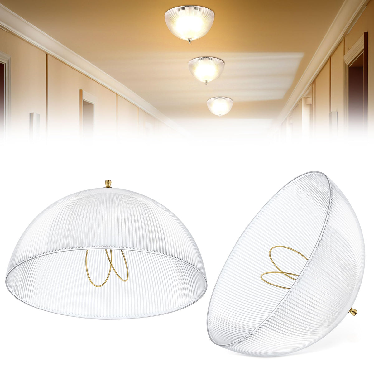 Dunkive clip-on lamp shade closeup shows soft, even light with acrylic dome